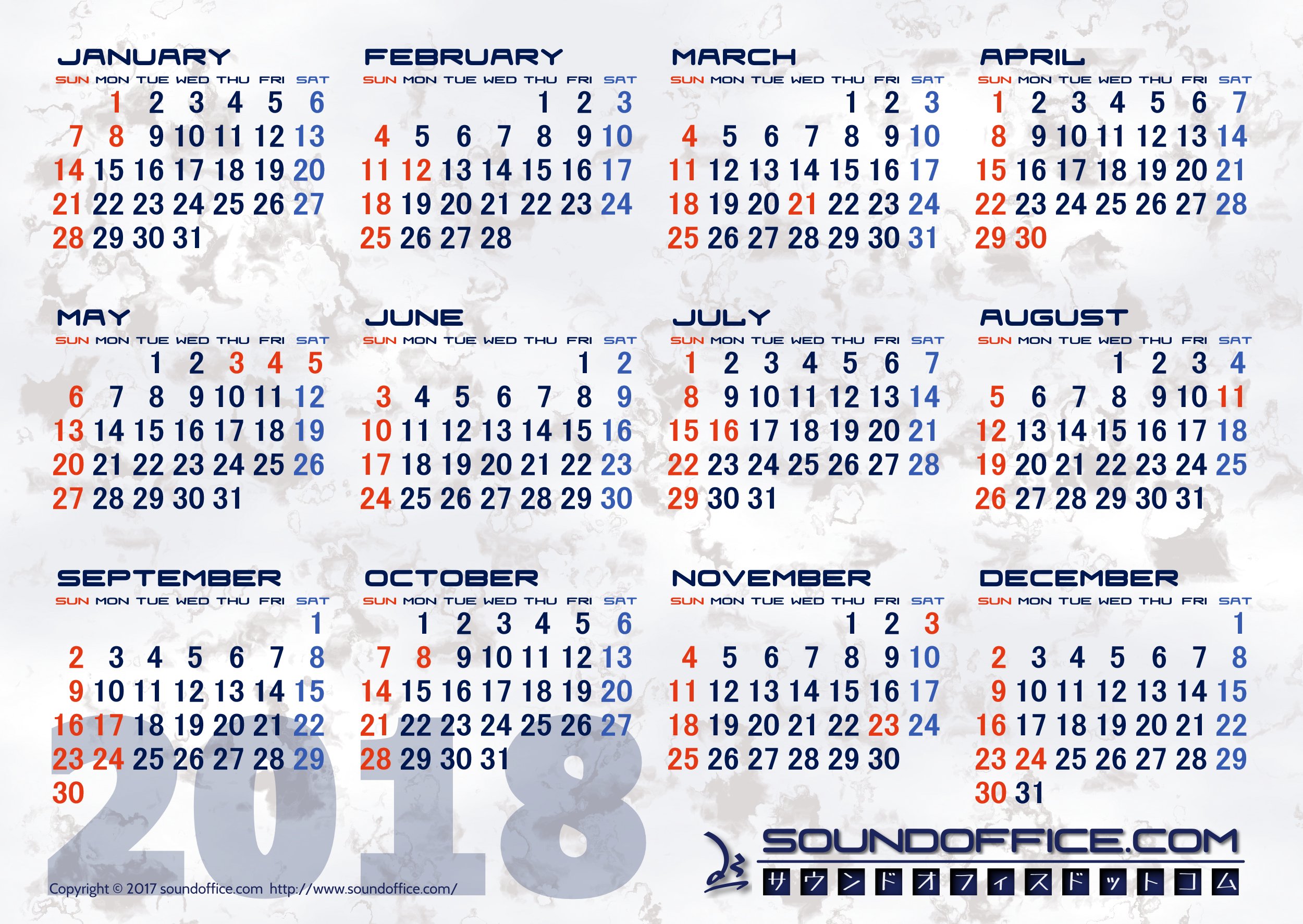 オリジナル カレンダー画像 印刷向け Soundoffice Com